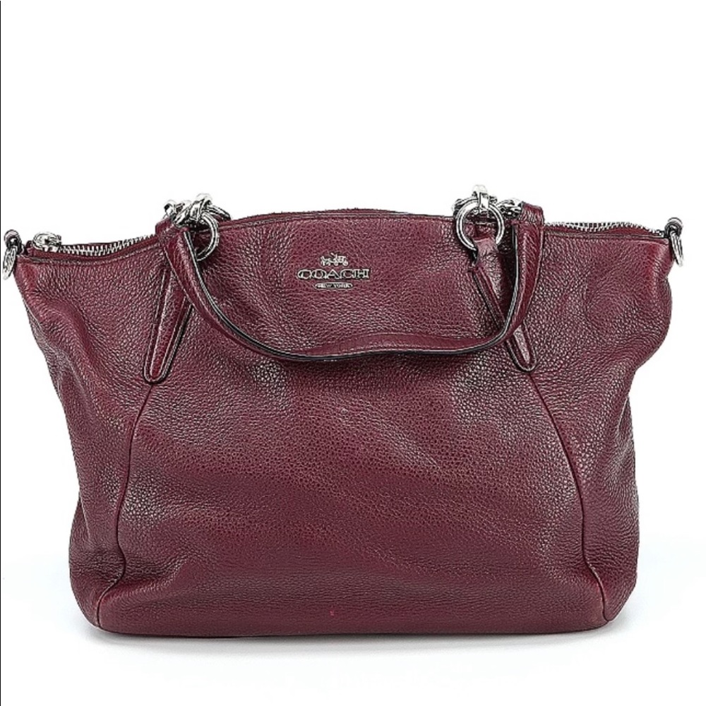 Burgundy/maroon Coach leather satchel bag